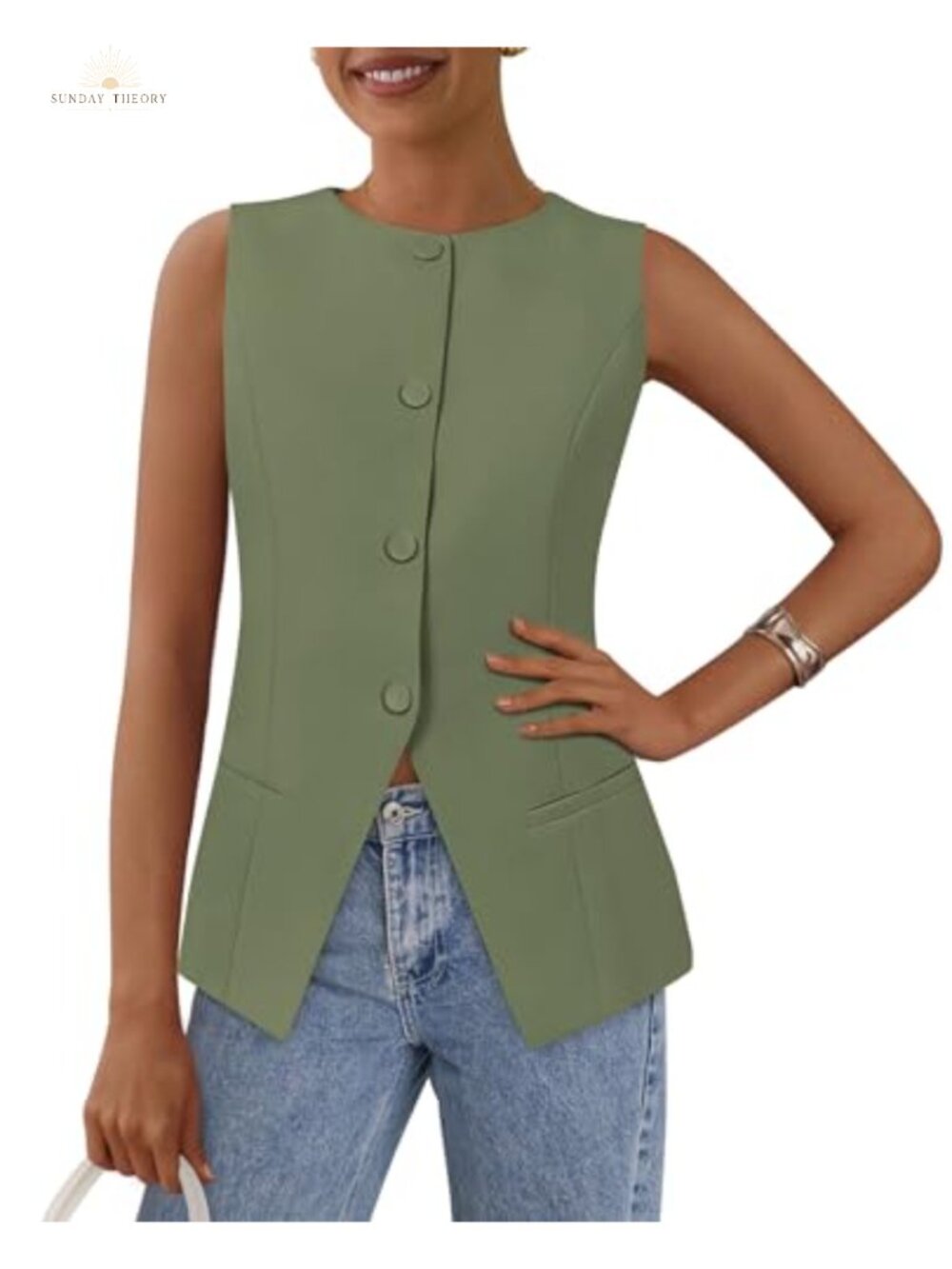 Tailored Button Down Suit Vest Business Casual Sleeveless Waistcoat